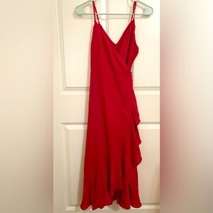 Lulus red chiffon wrap dress
